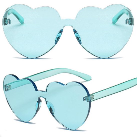 Zonnebril Love Hartjes Montuur Groen - Sunglasses Heart Green - Feest en Festival - Feest accessoires - Feest artikel - Dance Festival Outfit - Party Bril - Feest Zonnebril van FESTII.