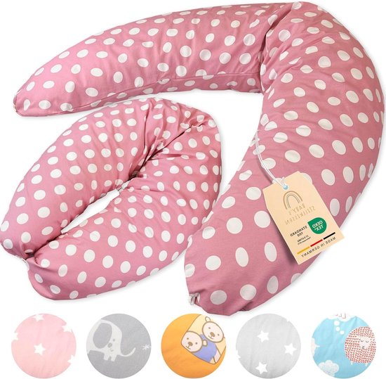 Zwangerschapskussen XXL - getest - 190 cm - kussen zwangerschap - voedingskussen - zijslaapkussen en steunkussen - volwassenen - Indie Dots antikroze van Litollo