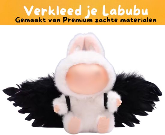 Zwarte Engel Vleugels Accessoire – Mysterieus & Schattig Geschikt voor Labubu (Pop Niet Inbegrepen) van POP MART