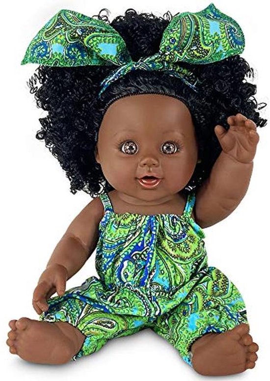 Zwarte pop 30,6 cm voor meisjes - Afrikaanse speelpop en het beste cadeau voor kinderen van Merkloos